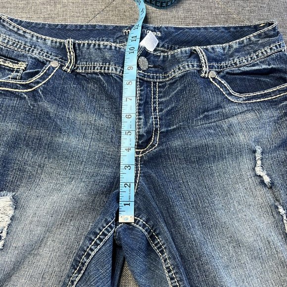 Maurice's Jeans Size 18 Thick Stitch Embroidered Wide Leg Boot Cut Distressed - Picture 6 of 9